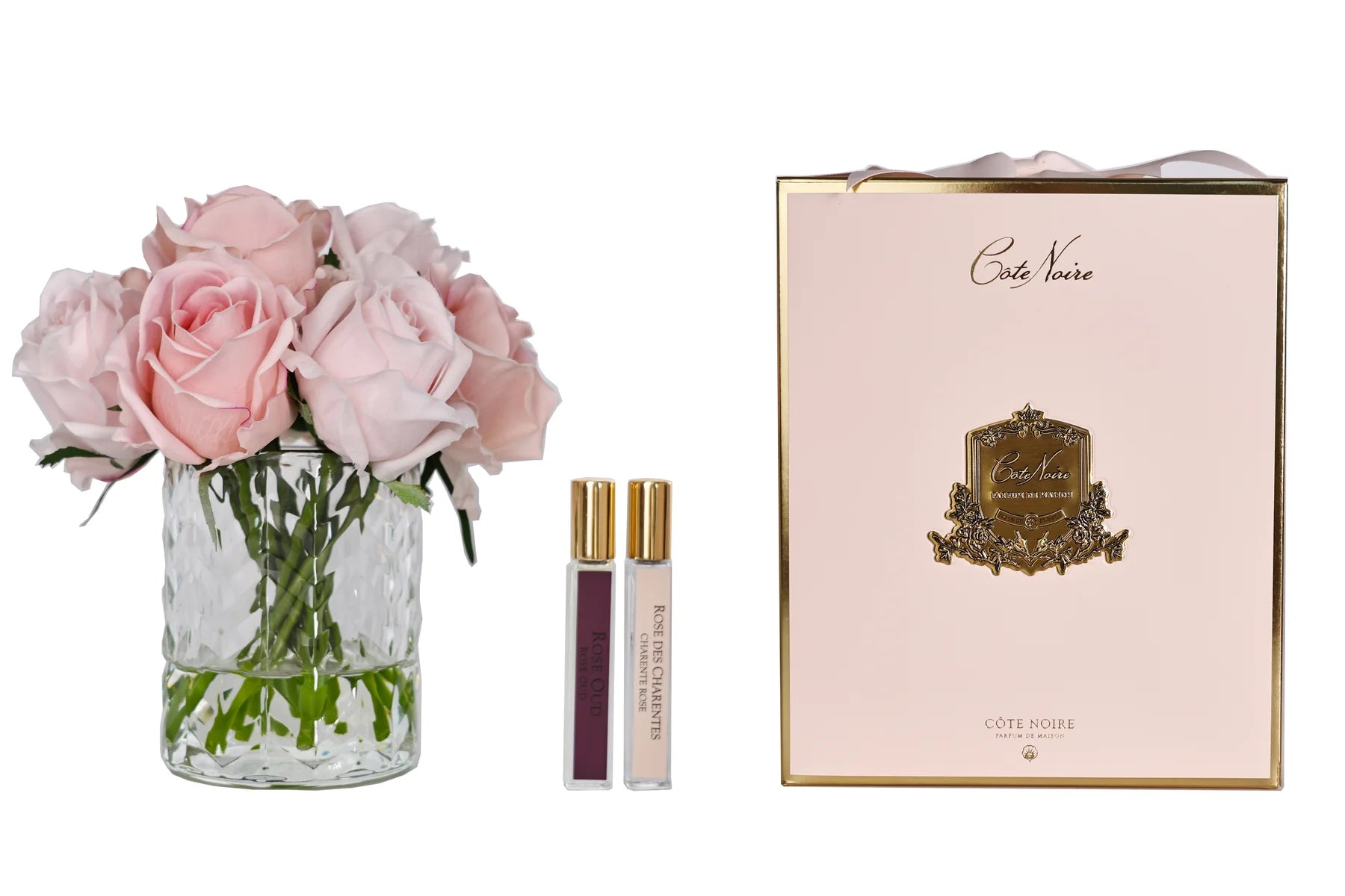 Cote Noire Herringbone Flower - Mixed Rose Buds - Clear - HCF09 Cote Noire Herringbone Flower - Mixed Rose Buds - Clear - HCF09